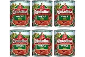 Contadina Whole Peeled Tomatoes with Basil, 28 oz (Pack of 6 Cans)