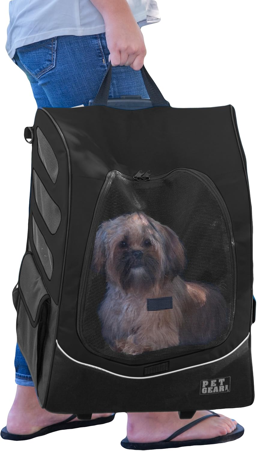 Pet Gear I-GO2 Roller Backpack, Travel Carrier, Car Seat for Cats/Dogs, Mesh Ventilation, Included Tether, Telescoping Handle, Storage Pouch : Carriers For Large Cats : Pet Supplies