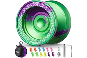 SHUNGRU V8s Yoyo for Kids 8-12, Professional Yoyo Metal Responsive Yo-yo for Beginners, Dual Mode Yo yo with Unresponsive Bearing for Adults Advanced Durable with 12 Strings + Yo Yo Case (Green Purple)