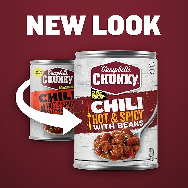 CAMPBELL’S CHUNKY HOT AND SPICY CHILI WITH BEANS, 16.5 OZ CAN