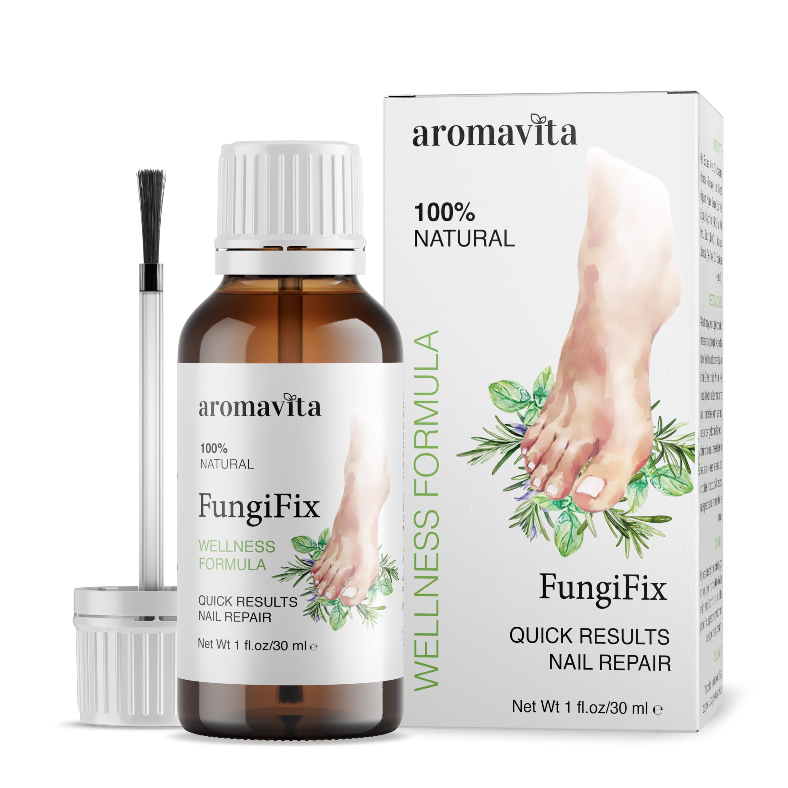 Aromavita FungiFix Total Nail Repair with Oil of Oregano, Tea Tree Oil and Vitamin E – A Formula for Stronger Nails, Enhances Toenail and Fingernail Appearance, Promotes Nail Recovery, Vegan, 1 fl. Oz