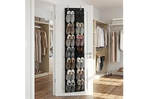Over the Door Shoe Organizer with 14 Large Mesh Pockets, Space Saving Hanging Storage for Shoes & Accessories, Holds up to 40