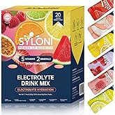 Syloni Electrolytes Powder Packets, Trial Variety Pack(20 Sticks), Sugar Free Hydration Packets Electrolyte Drink Mix with 7 Vitamins and Electrolytes, Keto Friendly, Vegan, Gluten Free