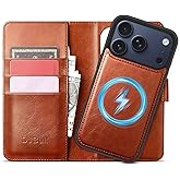 DJBull 2-in-1 Detachable Wallet Case for iPhone 17 Pro Max 6.9" RFID Blocking Flip Folio with Card Holder | PU Leather Shockproof Protective Cover Women Men for Apple 17 Pro Max Phone Case Light Brown