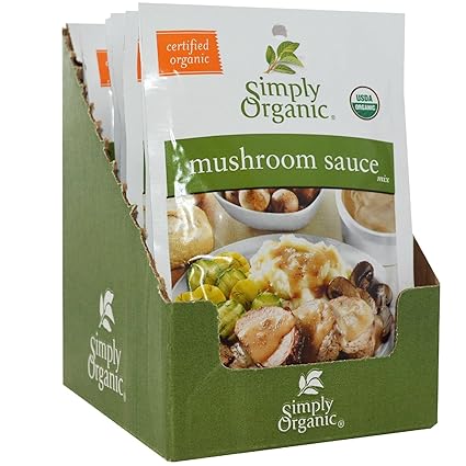 Amazon Com Simply Organic Mushroom Sauce Mix 12 Packets 0 85 Oz 24 G Each Grocery Gourmet Food