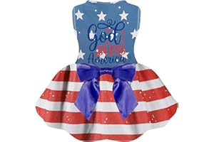 BOTEWO 4th of July Dog Dress, Cute Dog Girl Clothes Memorial Day Dog Outfits Patriotic Independence Day Dog Dresses Doggie Dress Pet Cat Apparel, X-Small