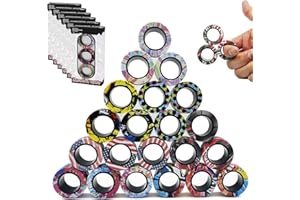 RURING 24Pcs Magnetic Rings Fidget Toys Spinner Set Christmas Party Favors,Finger Magnet Rings Endless Hours of Fun ADHD Stress Relief Fidget Spinner for Relieve Anxiety Birthday for Adults Teens Kids