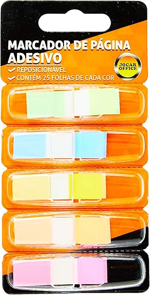 Index Film 5 Cores 25 Folhas Jocar Office, Leonora, Colorido, 44 mm x 12 mm