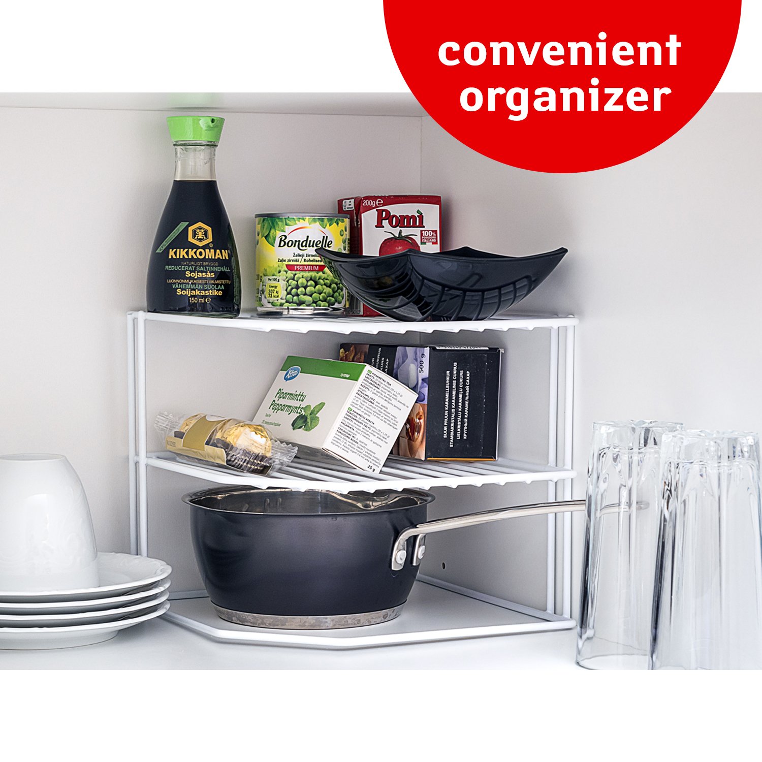 Nandae Ripiani portaoggetti impilabili da Cucina, Salvaspazio Espandibile Organizer Cucina Scaffale, espandibili e impilabili, per bagno, cucina, lavanderia, bianco