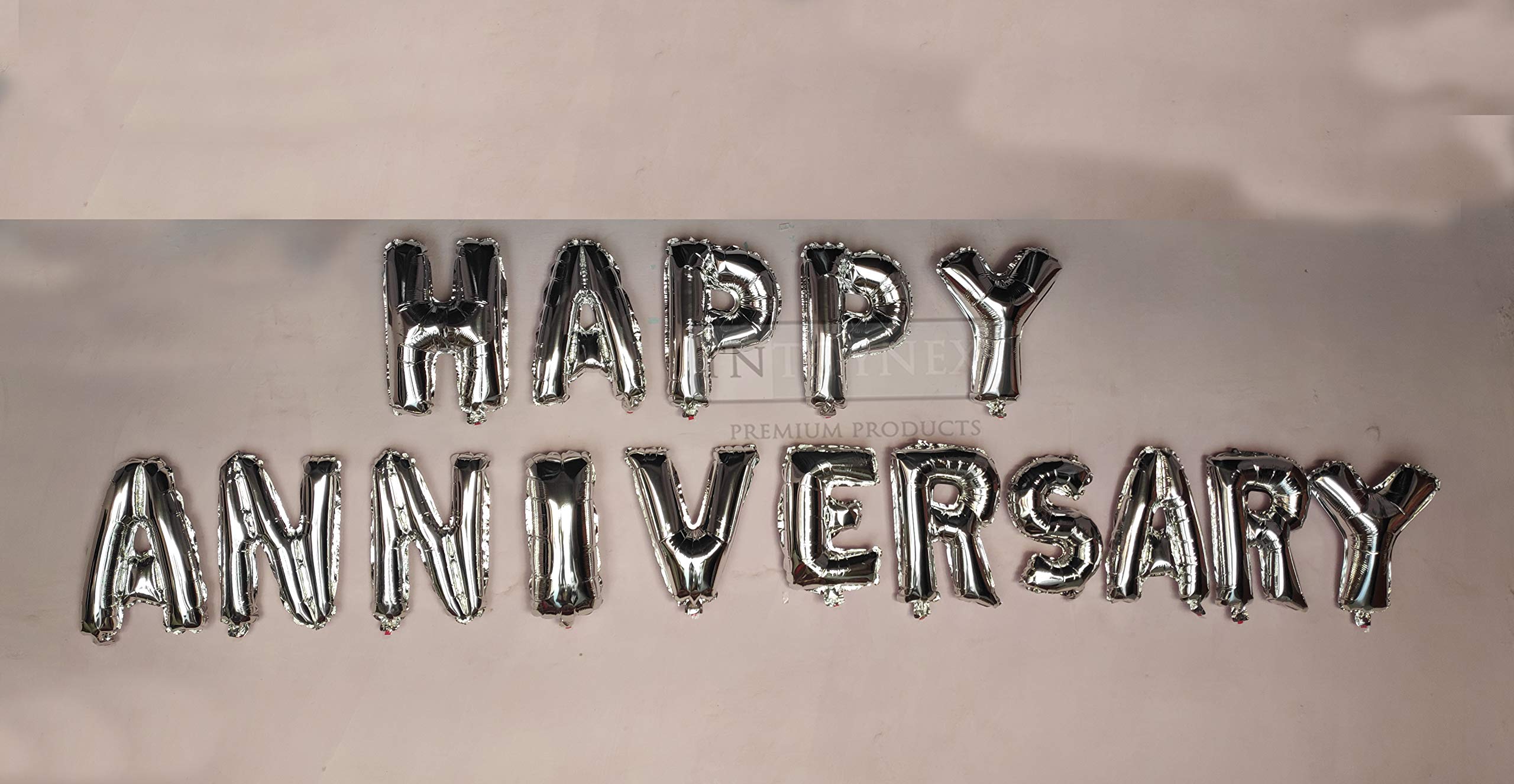 ToyNext™ Happy Anniversary Alphabet Letter Foil Balloon - For Party Decorations (Happy Anniversary), 16 inches (Silver)