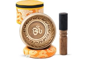 HEALING MONK Wonders Ladies Tibetan Singing Bowl Set – Handcrafted in Nepal – Meditation Sound Bowl for Healing, Stress Relief, Chakra Balancing – Ideal Gift for Yoga Lovers, Women & Men(Buddha(Tibetian OM))