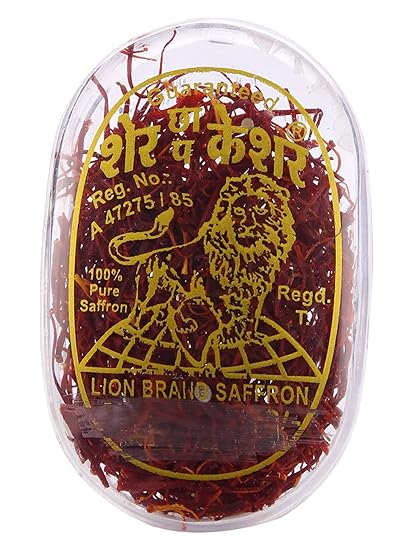 Lion 100% Pure Saffron - 1 Gm Kashmir Certified Grade A (Flat Shipping)