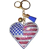 Popfizzy Rhinestone Keychain for Women, Bling Purse Charms for Handbags, Girls Backpack Key Fob, Crystal Bag Charm Keyrings