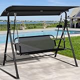YITAHOME 3 Seater Canopy Swing Chair, 200KG Capacity, Black view 1