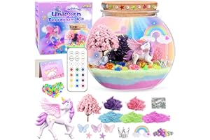 KIDDGROO Unicorn Light-Up Terrarium Kit for Kids - Multicolor LED Night Light Birthday Gifts - Unicorn Toys for Girls Ages 4-6 7 8 9 10 Year Old - Kids Arts and Crafts Kit
