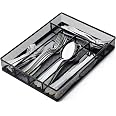 Expandable Silverware Drawer Organizer - Metal Mesh 7-Compartment Utensil Tray, 9.4-17.3" Adjustable