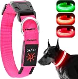 KOSKILL Light Up Dog Collar USB Rechargeable Pink M Adjustable Waterproof