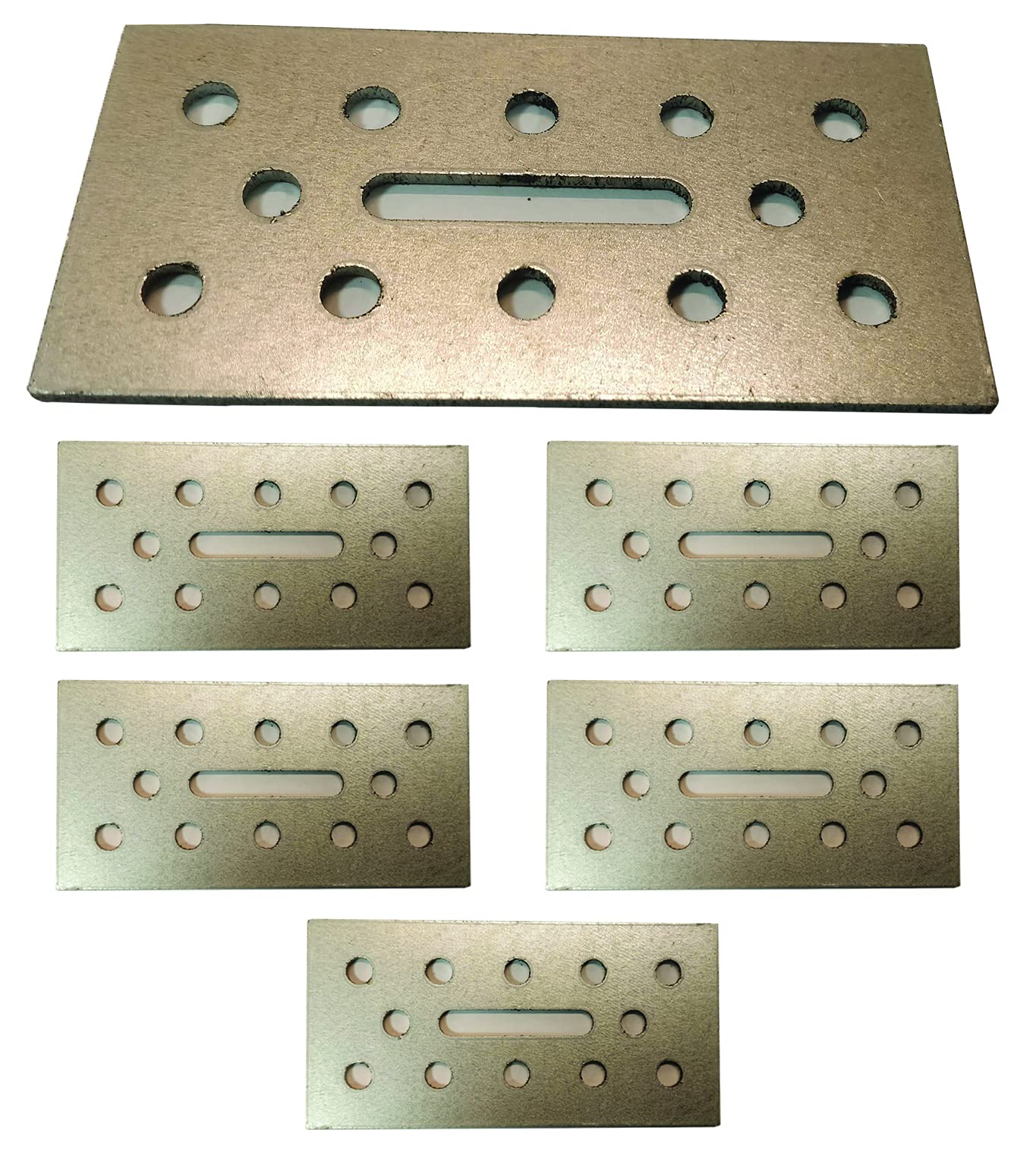 2mm Galvanised Steel Flat Connecting Pre-Perforated Joining Strips, Plates, Sheet, Timber, Railway Sleeper Joining Support Brackets - (80x40x2-5pk)