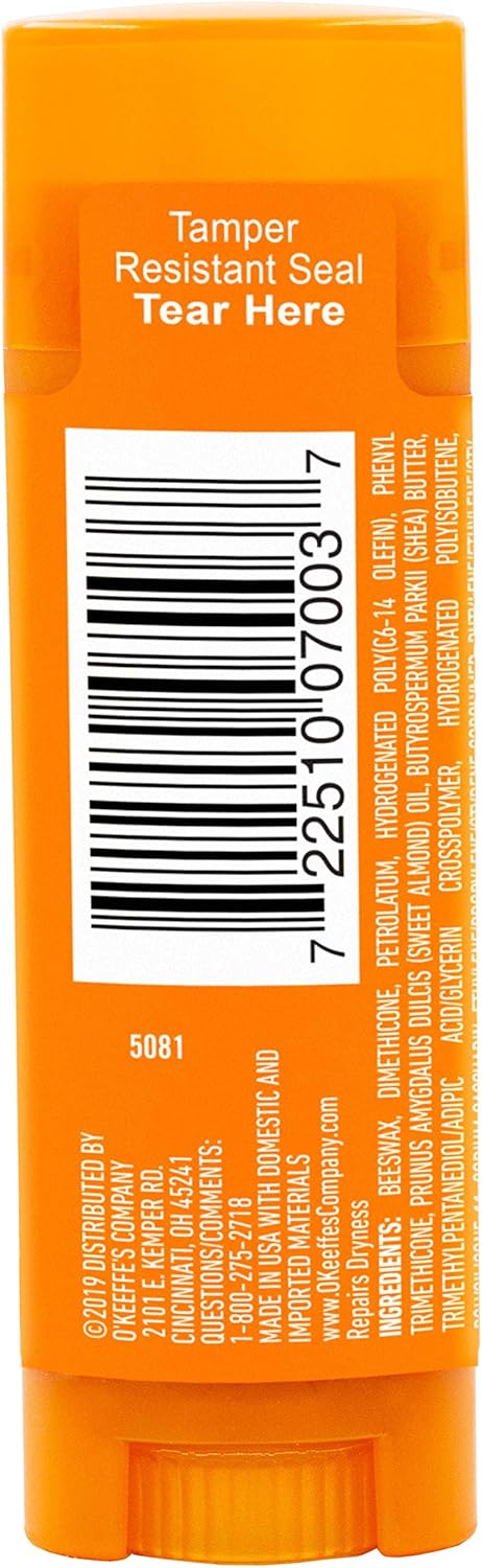 O'Keeffe's Unscented Lip Repair Lip Balm for Dry, Cracked Lips, Stick, Twin Pack: Home Improvement