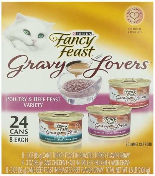 FANCY FEAST PURINA GRAVY LOVERS POULTRY AND BEEF FEAST VARIETY, 4.5 LB
