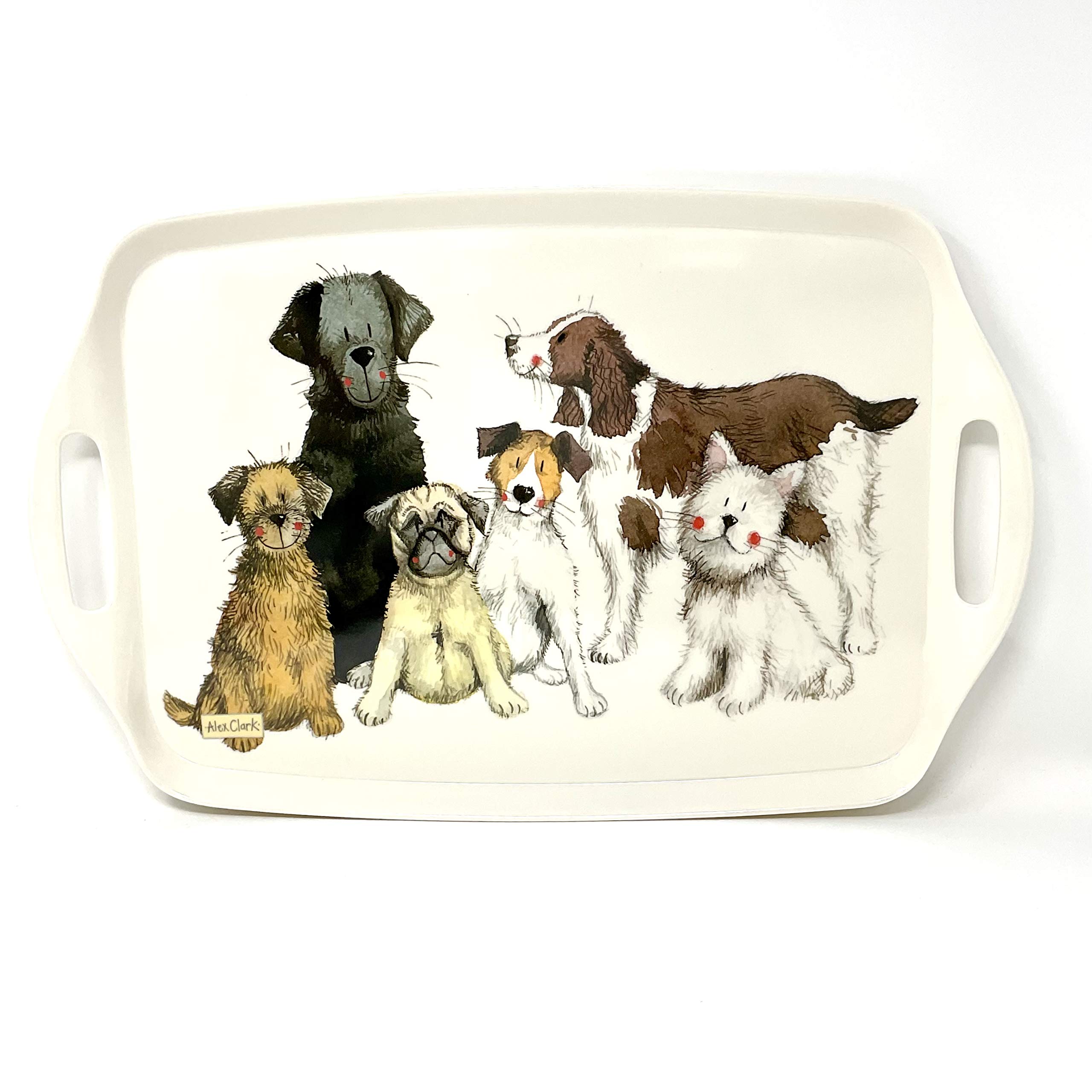 ALEX CLARK Large Melamine Dog Tray - perfect for snacks and tea/use indoor and garden/animal lovers/gift/tea drinkers/serving food tray