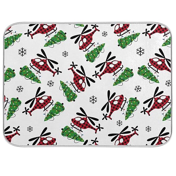 Dish Drying Mats Christmas Trees Plaid 18x24" Kitchen Dry