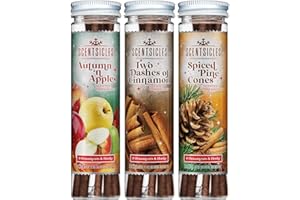 Scentsicles Autumn n Apples, Two Dashes of Cinnamon and Spiced Pine Cones Scented Ornaments Fall Three Pack with Hooks (3 Bottles with 6 Sticks Each)
