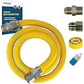 PROCURU 1" OD x 60" (5Ft) x 3/4"MIP x 3/4"FIP Universal Flexible Gas Connector, With/Without Service Valve, WP MaxFlow High C