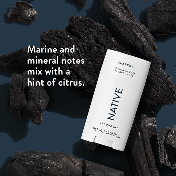 NATIVE DEODORANT | NATURAL DEODORANT FOR MEN, ALUMINUM FREE WITH BAKING SODA, PROBIOTICS, COCONUT OIL AND SHEA BUTTER | CHARCOAL