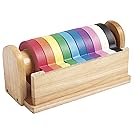 ECR4Kids Decorative Children's Craft Tape Wooden Dispenser with 10 Assorted Color Tape Rolls
