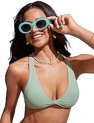 CRZ YOGA Womens V Neck Bikini Tops Twist Front