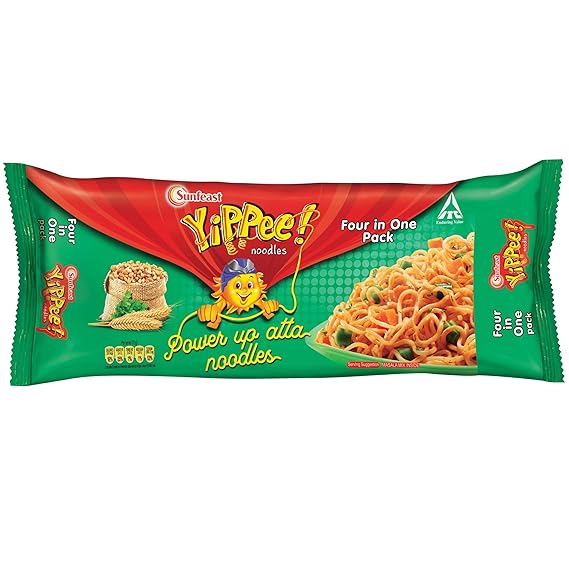 Sunfeast YiPPee! Power Up Atta, Whole Wheat | Instant Noodles | Easy, Nutritious Meal | Four in