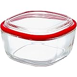 Hario Square Container-Clear-600ml, Medium, Red