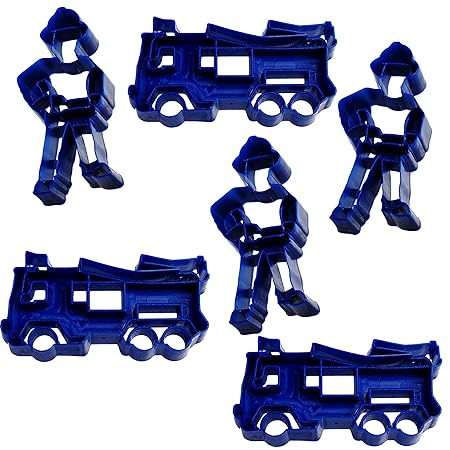 alles-meine.de GmbH 3D Effekt _ 6 TLG. Set _ Keks & Plätzchen Ausstechformen - Feuerwehrmann Sam - BPA frei - Ausstecher - Ki