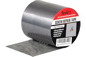 Nodirz Window Screen Repair Tape, Screen Rrepair Kit for Windows or Doors Screen Repair, Strong Adhesive Screen Patch Repair Kit Mesh Repair(4 in X 15 FT, Grey)