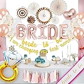 75 pcs Bridal Shower Decorations - Bride to be Party Supplies Kit, Bachelorette Party Decorations with Rose Gold, Confetti & Pearl Balloons, Bride to Be Banner & Sash, Ring, Backdrop Garland Tassel