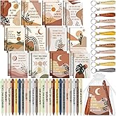 Mooliwe 72 Pcs/24 Set Positive Affirmation Gift Set Gratitude Notebooks with Affirmation Pens Keychains Small Bags Motivational Notepads for Women Coworkers Christmas Adult Party Favors(Boho)