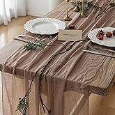 Keketoarrange Cheesecloth Table Runner Nude Gauze Rustic Boho Coffee Cheese Cloth 120 Inch 10 FT for Wedding Baby Shower Bridal Shower Birthday Party Long Sheer Farmhouse Home Decorations