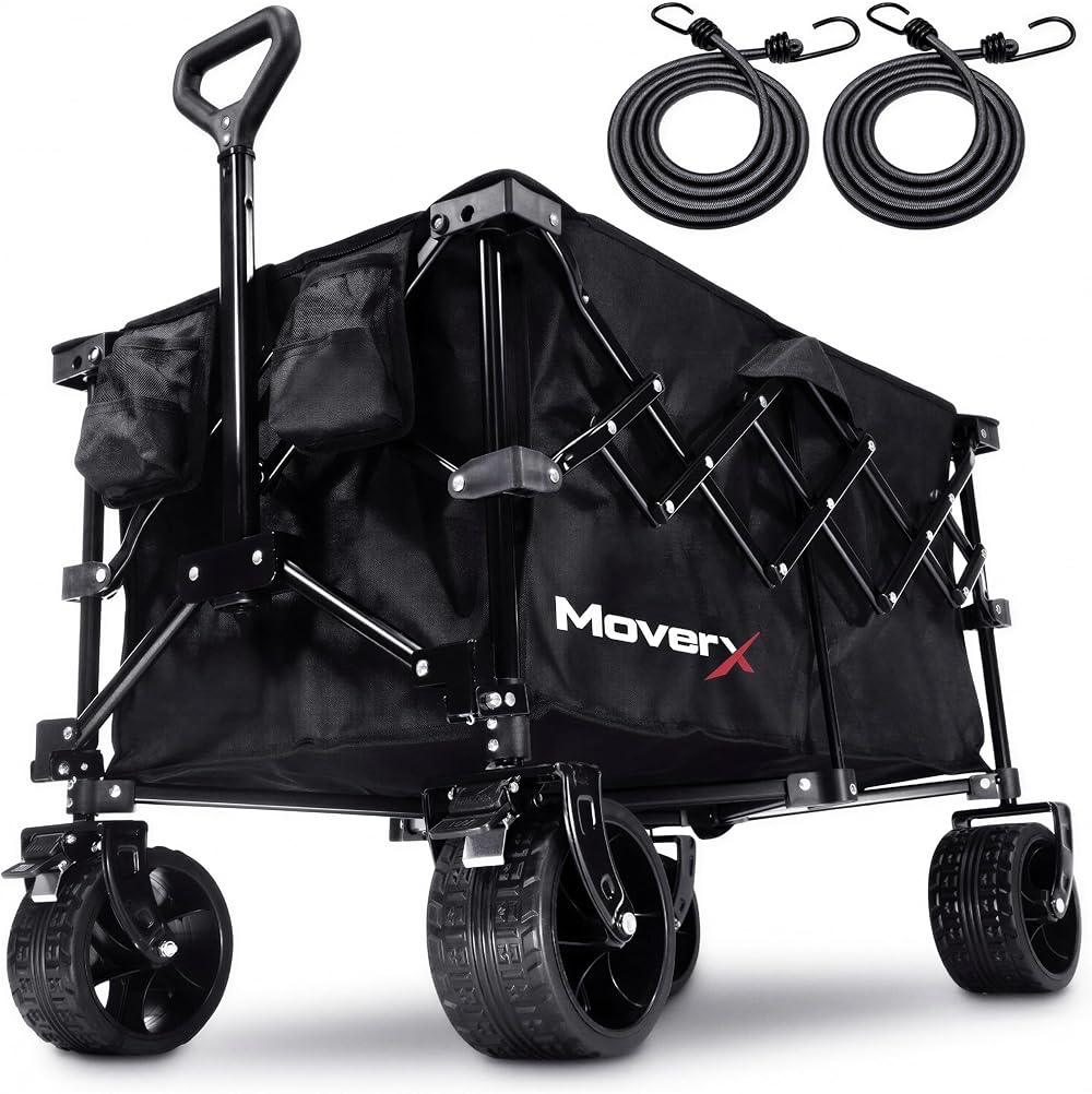 MoverX 120L Festival Trolley on Wheels Folding Wagon Black 60cm