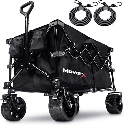 MoverX 120L Festival Trolley on Wheels Folding Wagon Black 60cm