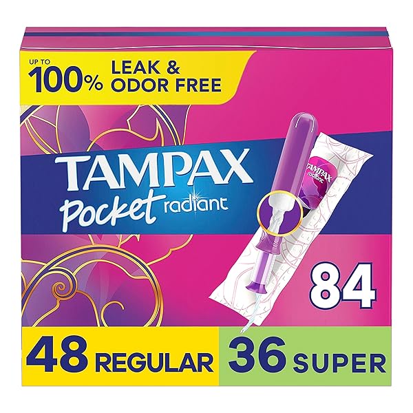 TAMPAX COMPACT RADIANT TAMPONS FOR WOMEN MULTIPACK, WITH...
