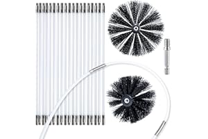 HOKLNUSE Dryer Vent Cleaner Kit Chimney Sweep Cleaning Tools Pellet Stove Cleaner Kit Air Dryer Duct Fireplace Brushes for Easy Lint Cleaning with 4" and 6" Brush Heads (Heavy Duty, 25Feet)