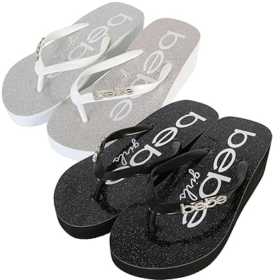 bebe wedge flip flops