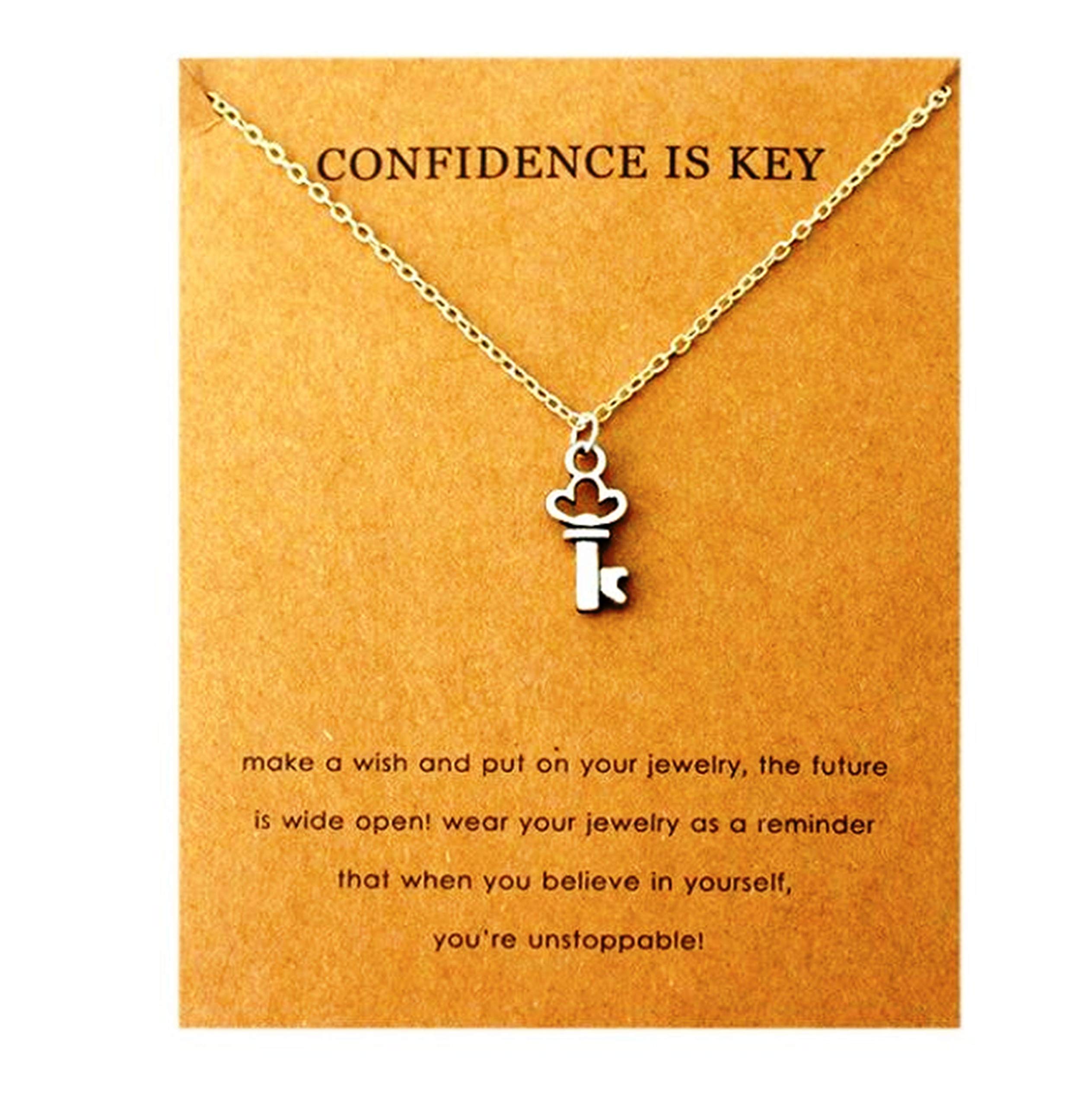 Key Necklace for Women, Quote Card, Driving Exam, New Job, Adventure, Good Luck