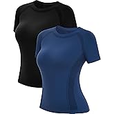 MathCat Workout Tops for Women - Short Sleeve Seamless Yoga Athletic Gym Running Shirts