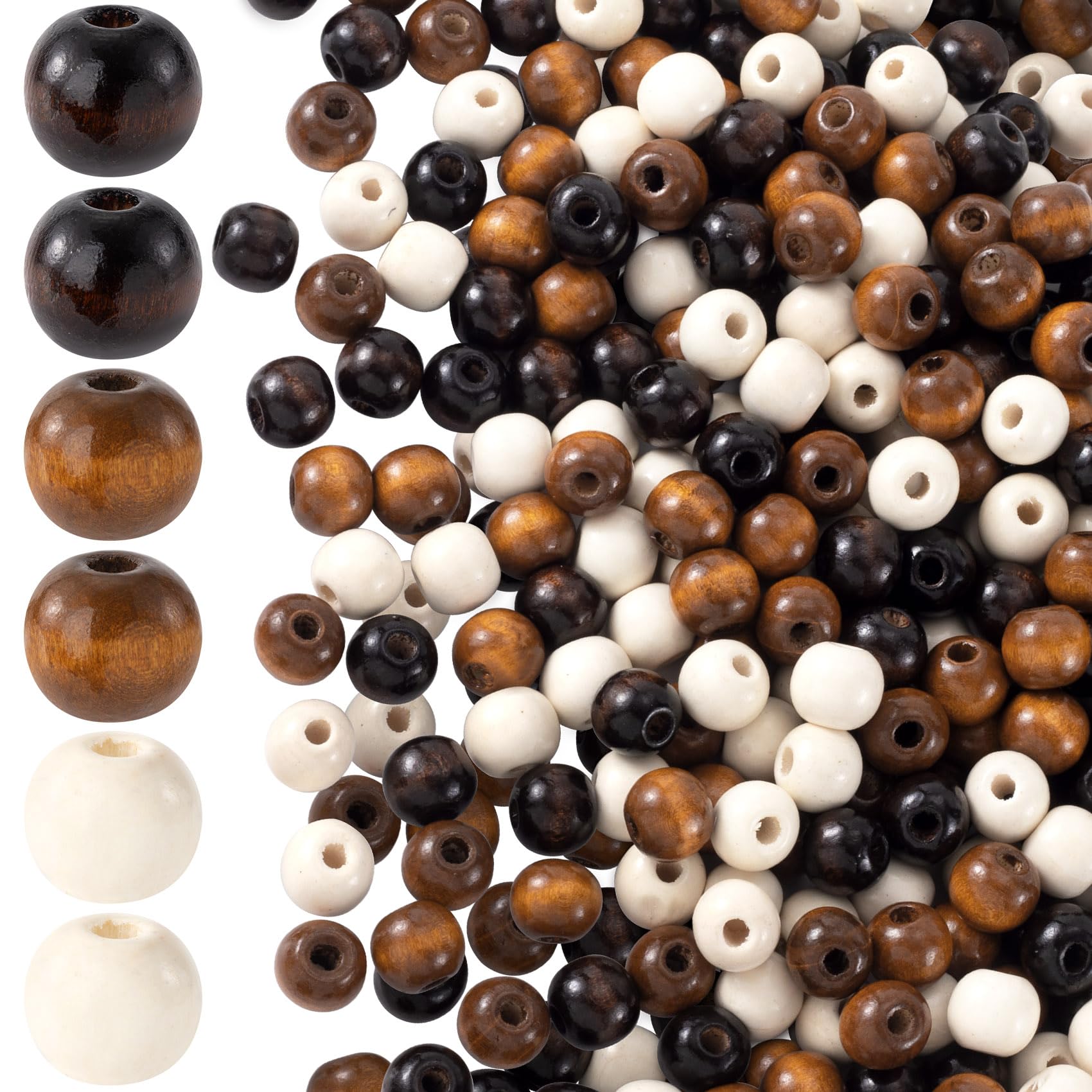 Photo 1 of ***(MISSING PIECES -SELLING AS IS )*** Pndeyo  Large Hole Wooden Beads for Crafts, Vintage Round Natural Wood Hair Bead, 3 Colors 13x14mm Wooden Loose Spacer Beads for Macrame Necklace Bracelet Hair DIY Craft Handmade Decor