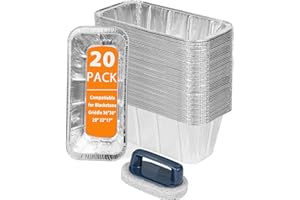 20 Pack Drip Pan Liners for Blackstone Griddle 36" 30" 28" 22" 17", a Cleaning Brush, Aluminum Disposable Grease Drip Cup Lin
