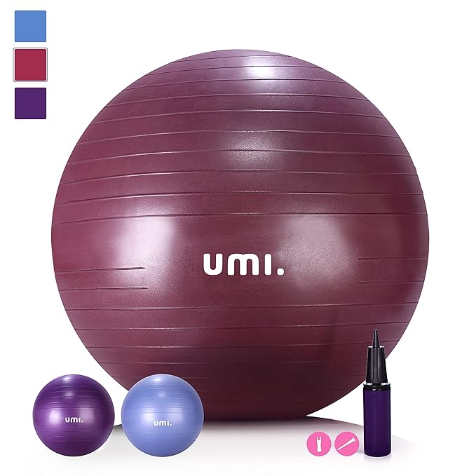 UMI. Essentials Gymnastikball Anti-Burst Sitzball 65cm 75cm Fitnessball mit Ball Pumpe Pezziball für Yoga Pilates, Balance Üb