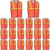 Haysandy 20 Pcs High Visibility Reflective Safety Vest Construction Vest Strips Neon Mesh Universal Size for Men Outdoor