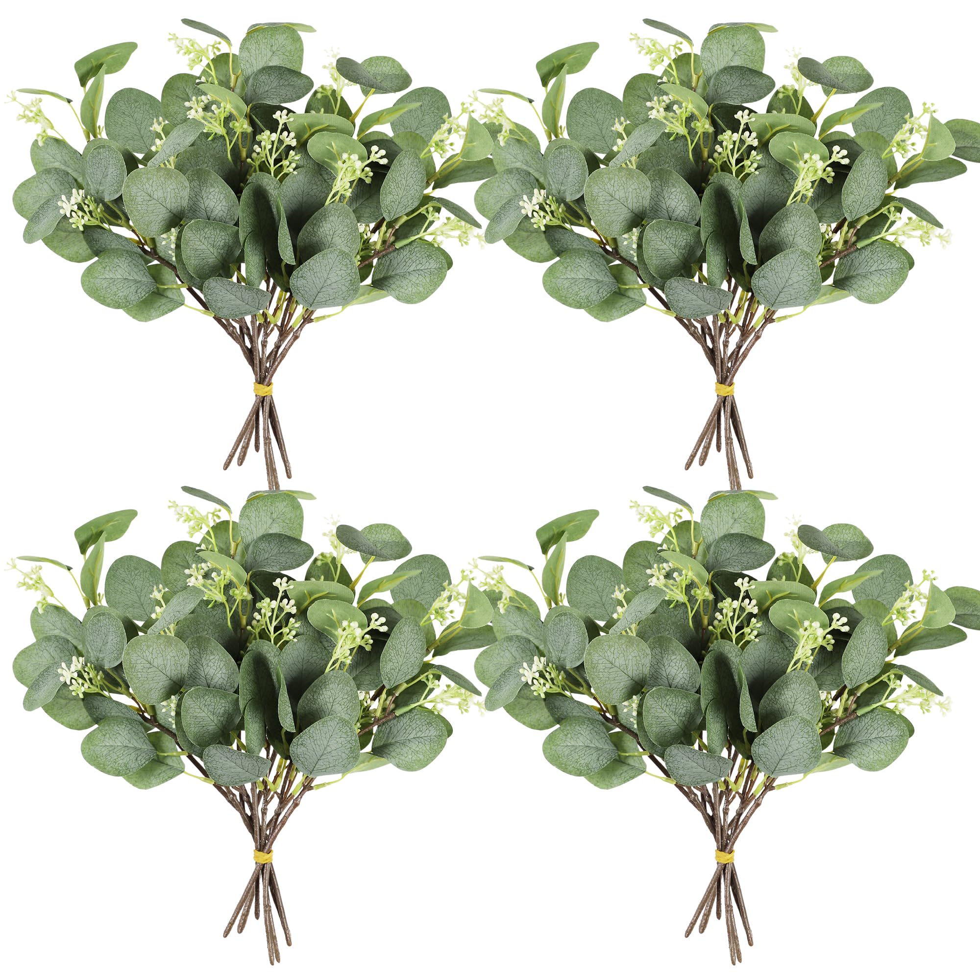 Homcomodar Artificial Eucalyptus Seeded Stem 24Pc Greenery Eucalyptus Leaves Branch 11.4” Silver Dollar Eucalyptus Plant Bulk for Holiday, Party, Wedding, Garden, Windows, Home, Office, Decoration